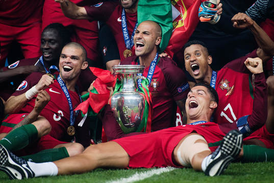 Portugals Pepe, Ricardo Quaresma, Nani och Cristiano