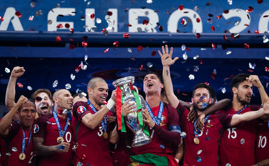 Portugals Pepe, Cristiano Ronaldo, Joao Moutinho och Andre