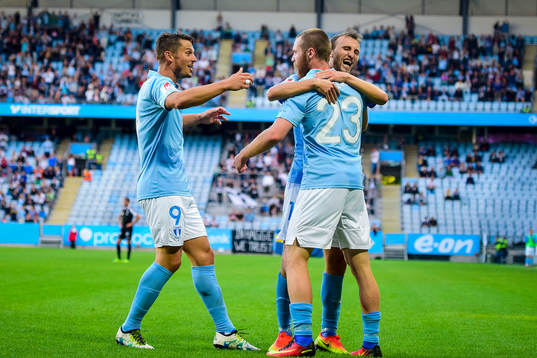 Malmö FFs Markus Rosenberg , Magnus Wolff Eikrem  och Jo