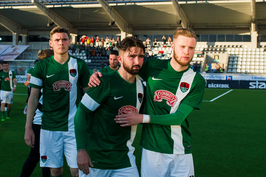 Cork Citys Sean Maguire och Kevin O´Connor jublar
