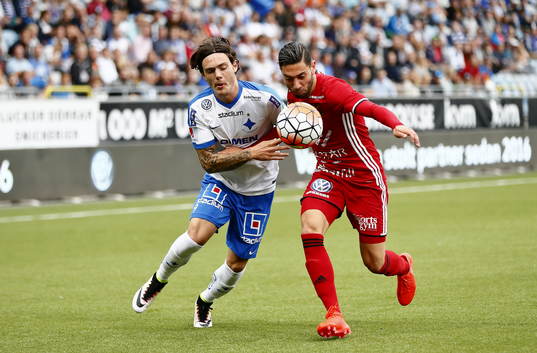 <Norrköpings David Moberg Karlsson och östersundsspelare