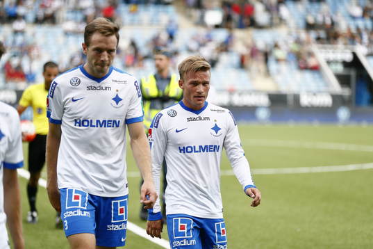 Norrköpings Jón Gudni Fjóluson och David Moberg Karlsson