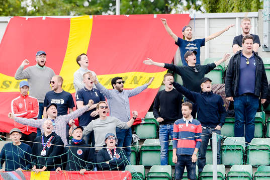 Helsingborgs  supportar före  fotbollsmatchen i