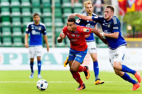 Helsingborgs Tyrell Rusike och Sundsvalls Smajl Suljevic