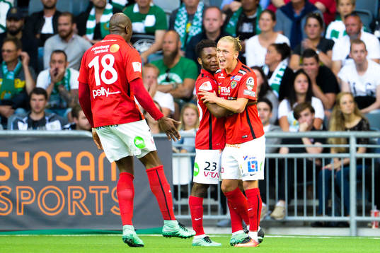 Falkenbergs Hakeem Araba , Enock Kwakwa och Jesper Karlsson