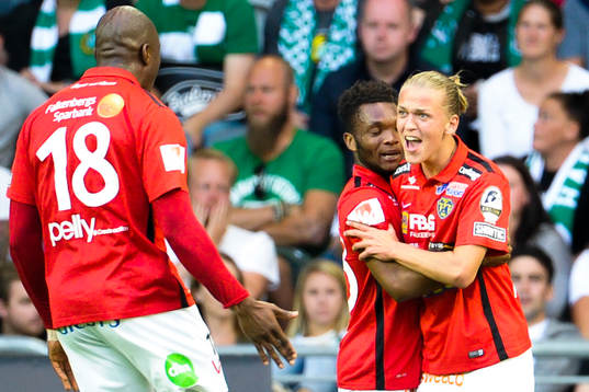 Falkenbergs Hakeem Araba , Enock Kwakwa och Jesper Karlsson