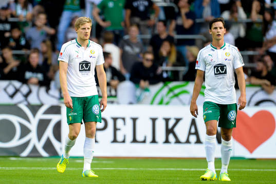 Hammarbys Lars Saetra och Philip Haglund deppar