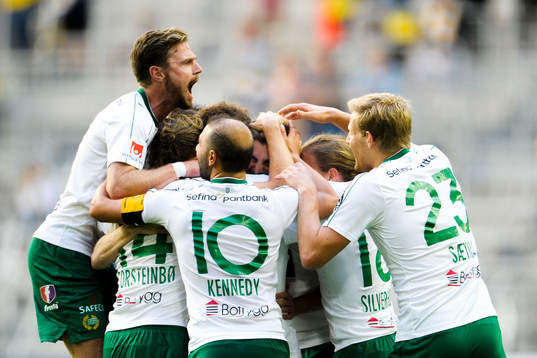 Hammarbys spelare jublar