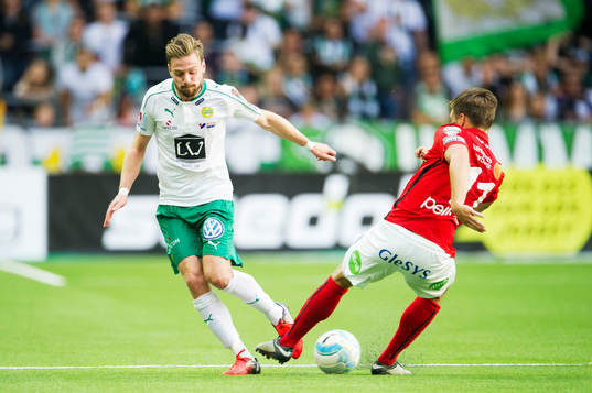 Hammarbys Arnór Smárason och Falkenbergs Johannes Vall