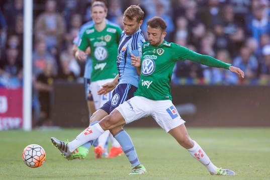 Djurgårdens Jesper Karlström mot Jönköpings Robert