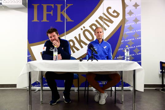 Norrköpings tränare Jens Gustafsson och Andreas Johansson