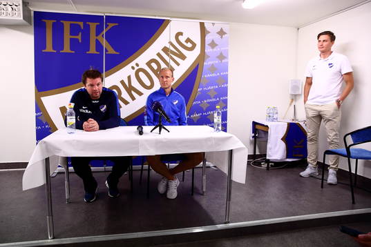 Norrköpings tränare Jens Gustafsson och Andreas Johansson