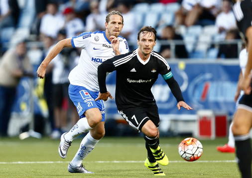 Norrköpings Andreas Hadenius och Rosenborgs Mike Lindemann