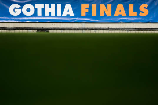 En Gothia Cup final skylt på Gamla Ullevi