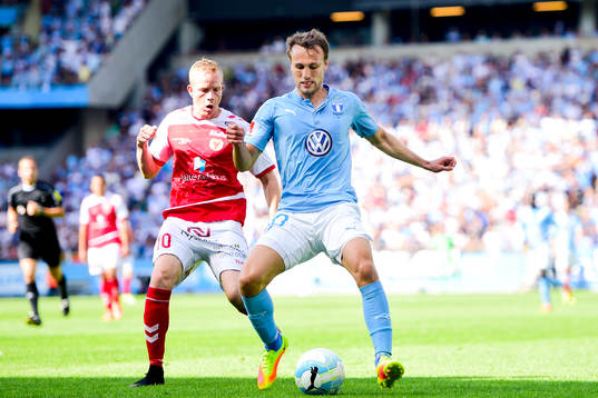 Kalmars Tobias Eriksson och Malmö FFs Wolff Eikrem