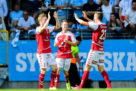 Kalmars Rasmus Elm och Viktor Elm jublar