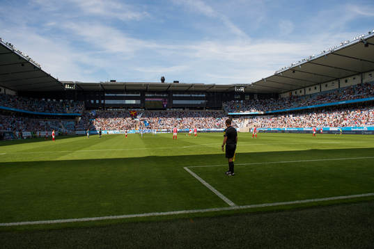 Interiör över fotbollsmatchen i Allsvenskan mellan Malmö