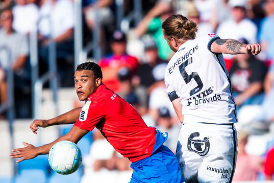 Helsingborgs Tyrell Rusike och Häckens Emil Wahlström