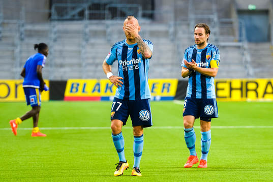 Djurgårdens Magnus Eriksson  och Kevin Walker deppar