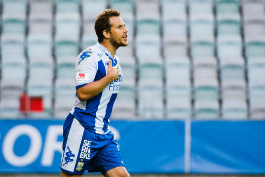 IFK Göteborgs Tobias Hysén reagerar
