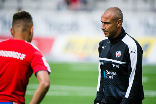 Helsingborgs manager Henrik Larsson och Jordan Larsson