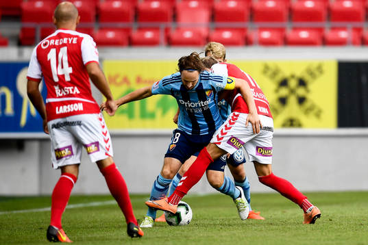 Kalmars Jonathan Ring och Djurgårdens Kevin Walker