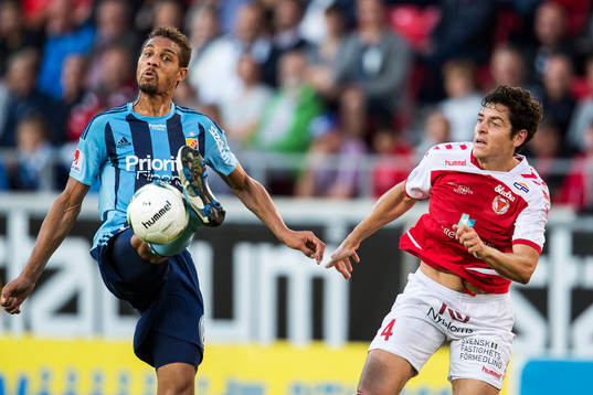 Djurgårdens Mathias Ranegie och Kalmars Marko Biskupovic