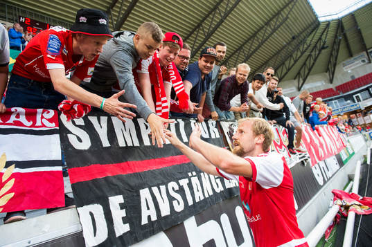 Kalmars Markus Thorbjörnsson jublar