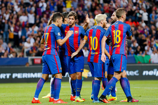 Barcelonas Munir El Haddadi jublar