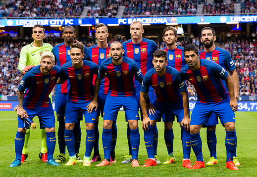 Barcelonas startelva med Målvakt Jordi Masip Lopez (v),
