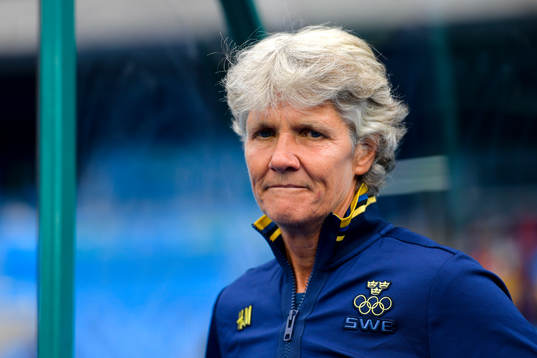 Sveriges förbundskapten Pia Sundhage före