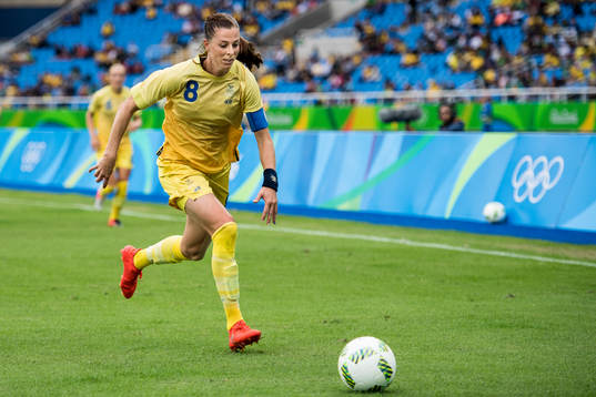 Sveriges Lotta Schelin i fotbollsmatchen mellan Sverige och