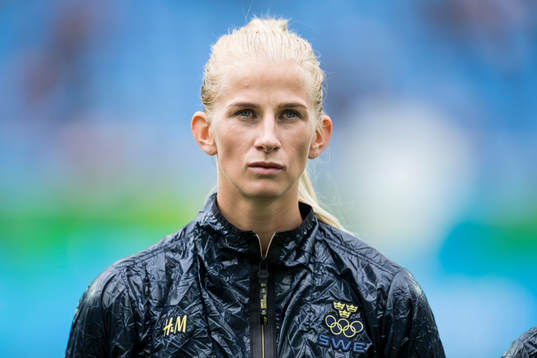 Sveriges Sofia Jakobsson i fotbollsmatchen mellan Sverige