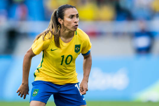 Brasiliens Marta i fotbollsmatchen mellan Brasilien och Kina