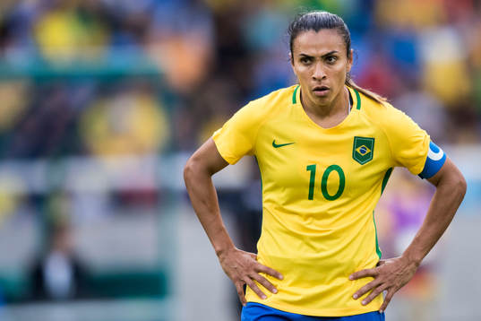 Brasiliens Marta i fotbollsmatchen mellan Brasilien och Kina