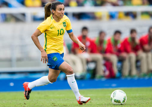 Brasiliens Marta i fotbollsmatchen mellan Brasilien och Kina