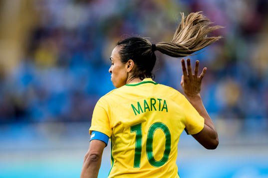 Brasiliens Marta i fotbollsmatchen mellan Brasilien och Kina