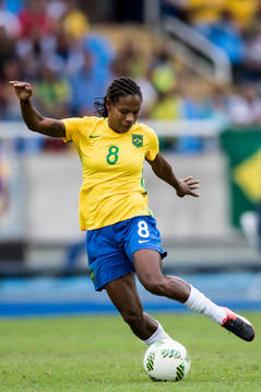 Brasiliens Formiga i fotbollsmatchen mellan Brasilien och