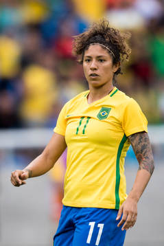 Brasiliens Cristiane i fotbollsmatchen mellan Brasilien och