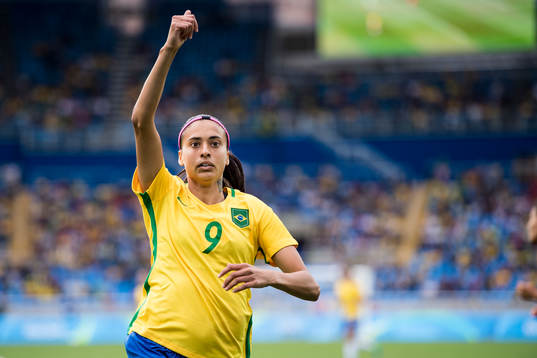 Brasiliens Andressa Alves i fotbollsmatchen mellan