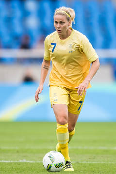 Sveriges Lisa Dahlkvist i fotbollsmatchen mellan Sverige