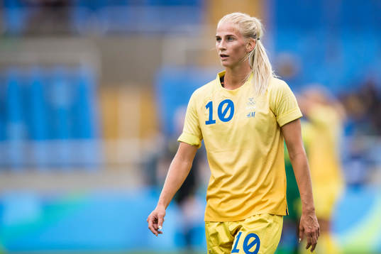 Sveriges Sofia Jakobsson i fotbollsmatchen mellan Sverige