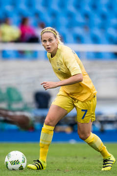 Sveriges Lisa Dahlkvist i fotbollsmatchen mellan Sverige