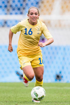Sveriges Elin Rubensson i fotbollsmatchen mellan Sverige