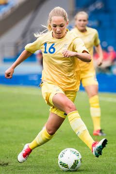 Sveriges Elin Rubensson i fotbollsmatchen mellan Sverige
