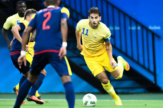 Sveriges Astrit Ajdarevic i fotbollsmatchen mellan Sverige