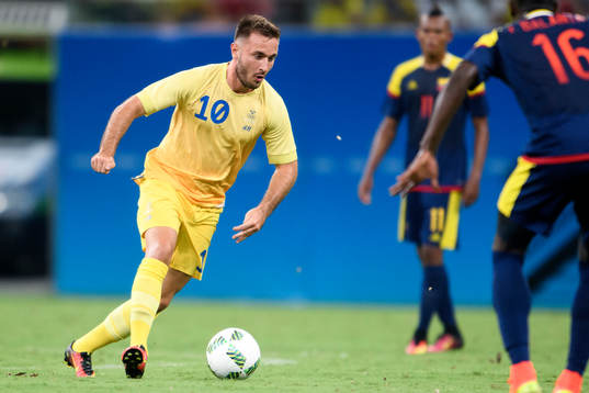 Sveriges Muamer Tankovic i fotbollsmatchen mellan Sverige