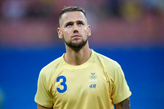 Sveriges Alexander Milosevic vid lineup innan