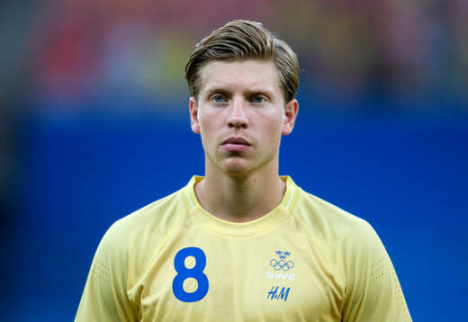 Sveriges Alexander Fransson vid lineup innan