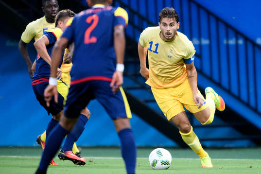 Sveriges Astrit Ajdarevic i fotbollsmatchen mellan Sverige